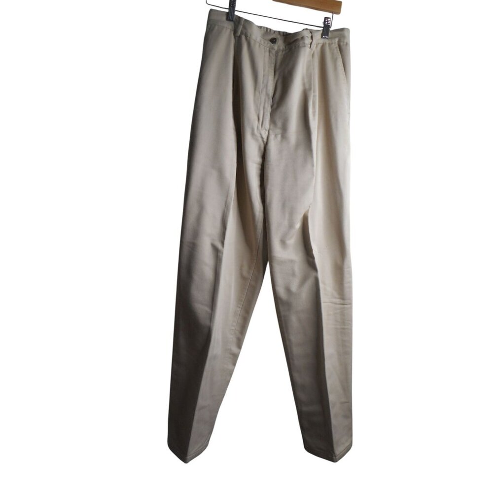 LL Bean Flannel Lined Pants Beige Womens Size 12 M/T